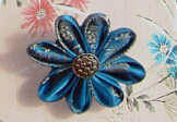 Blue Brocade Brooch
